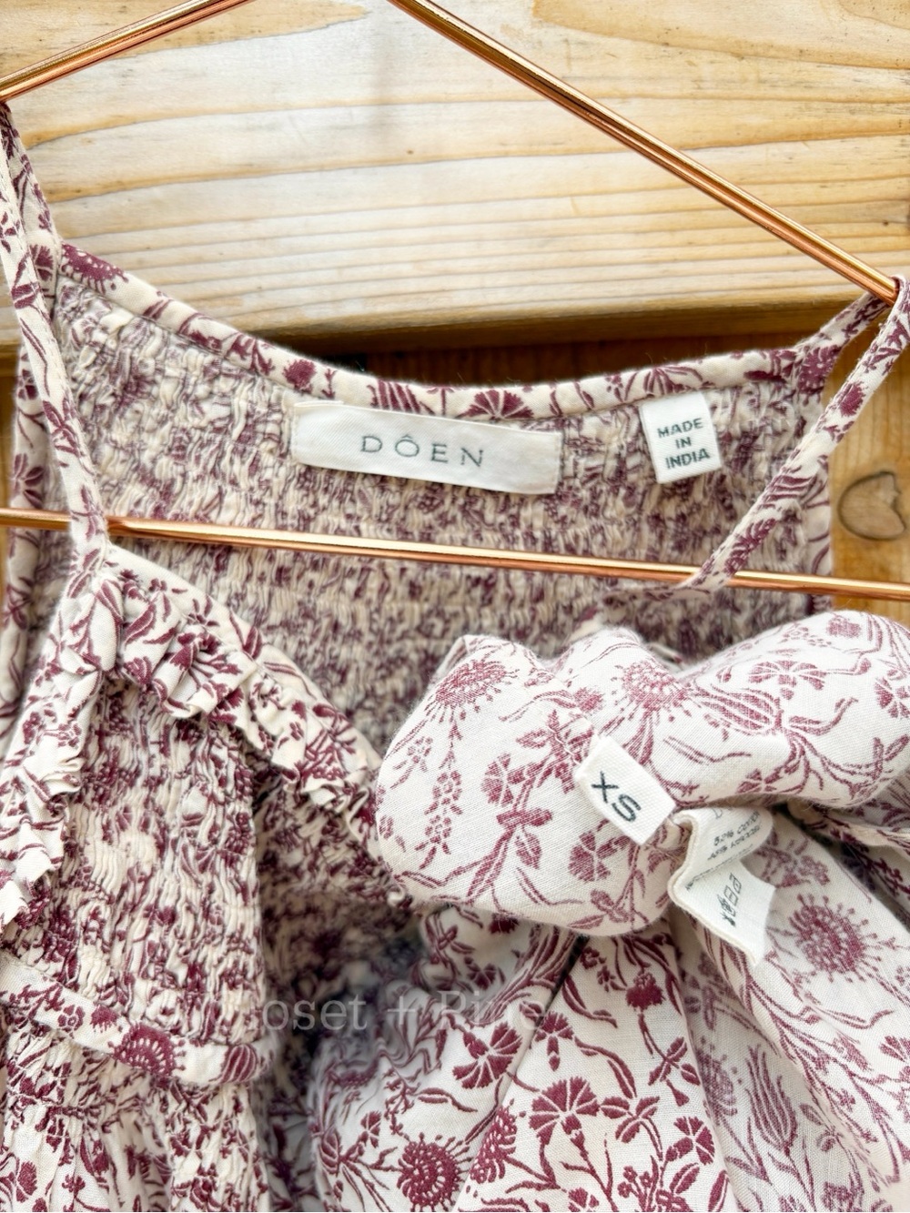 Doen Pierre Dress in Blush Mini Earl Floral Midi Size XS Red Cream Boho - Picture 4 of 15
